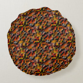 赤と彫られたグラデーションの汚れのミックスとモザイク ラウンドクッション