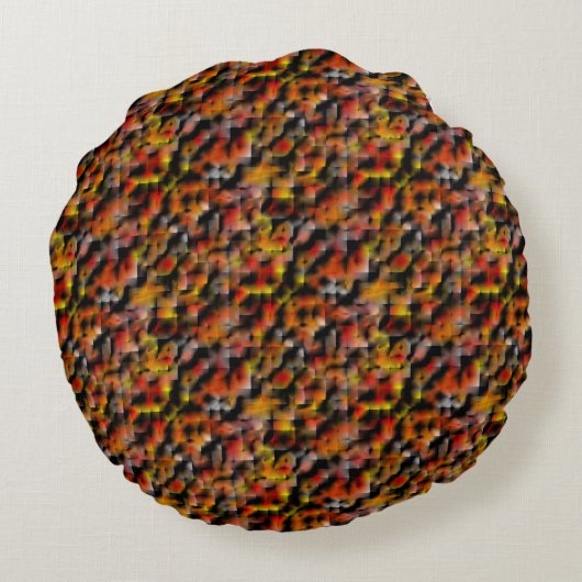 赤と彫られたグラデーションの汚れのミックスとモザイク ラウンドクッション (裏面)