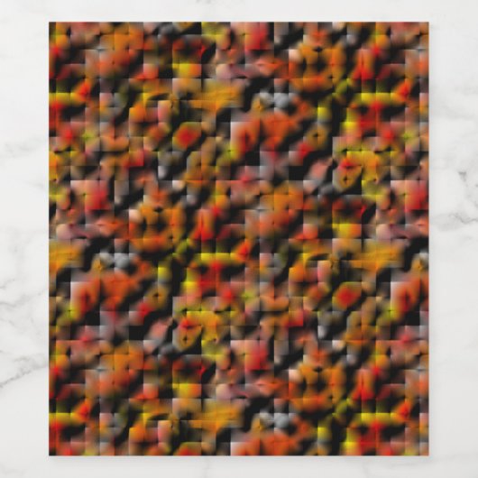 赤と彫られたグラデーションの汚れのミックスとモザイク ワインラベル (シングルラベル)