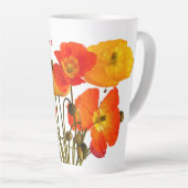 赤と新鮮な色のケシのウォーターボトル カフェラテマグ (右アングル)