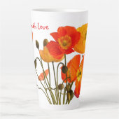 赤と新鮮な色のケシのウォーターボトル カフェラテマグ (正面)