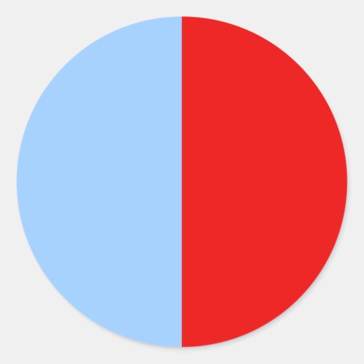 赤と明るい青のカラーブロック ラウンドシール (正面)