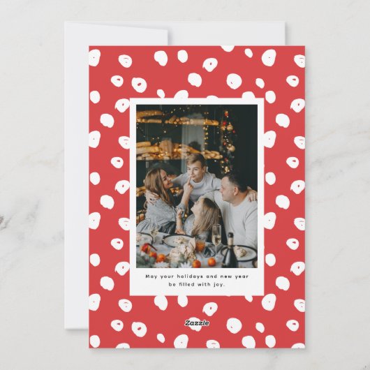 赤と明メリーるいタイポグラフィはっきりしたクリスマスフォト シーズンカード (裏面)