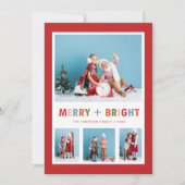 赤と明メリーるい写真コラージュのクリスマス シーズンカード (正面)