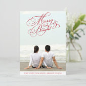 赤と明メリーるい書道のクリスマス写真 シーズンカード (スタンド正面)