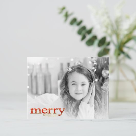 赤と明メリーるい白金ゴールドホリデーフォト シーズンポストカード (スタンド正面)