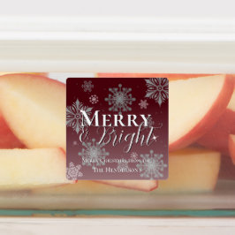 赤と明メリーるい雪の結晶クリスマスベーキング ラベル