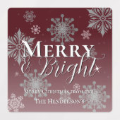 赤と明メリーるい雪の結晶クリスマスベーキング ラベル (デザイン1)