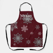 赤と明メリーるい雪片クリスマス エプロン (正面)