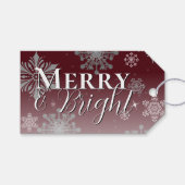 赤と明メリーるい雪片クリスマス ギフトタグ (正面(横))
