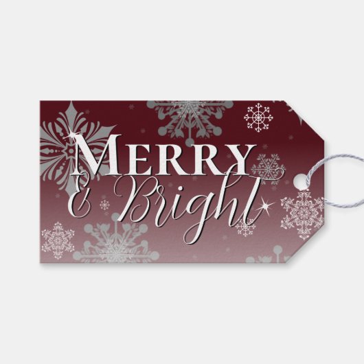 赤と明メリーるい雪片クリスマス ギフトタグ (正面(横))
