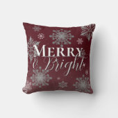 赤と明メリーるい雪片クリスマス クッション (正面)