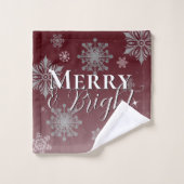 赤と明メリーるい雪片クリスマス バスタオルセット (ウォッシュタオル)
