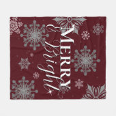 赤と明メリーるい雪片クリスマス フリースブランケット (正面(横))