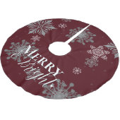 赤と明メリーるい雪片クリスマス ブラッシュドポリエステルツリースカート (アングル)