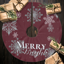 赤と明メリーるい雪片クリスマス ブラッシュドポリエステルツリースカート