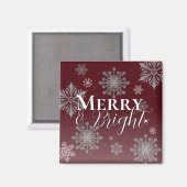 赤と明メリーるい雪片クリスマス マグネット (正面/裏面)