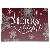 赤と明メリーるい雪片クリスマス ラージペーパーバッグ (正面)