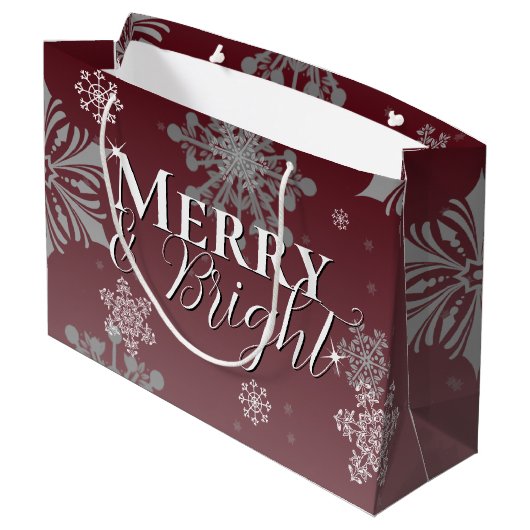 赤と明メリーるい雪片クリスマス ラージペーパーバッグ (裏面アングル)