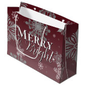 赤と明メリーるい雪片クリスマス ラージペーパーバッグ (正面アングル)