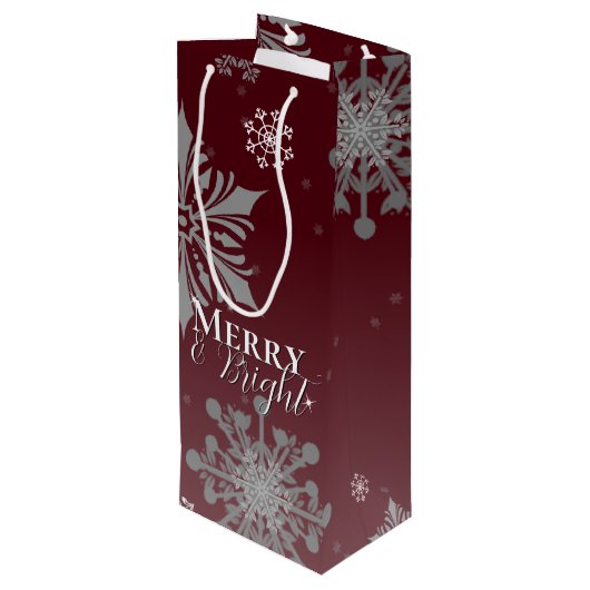 赤と明メリーるい雪片クリスマス ワインギフトバッグ (裏面アングル)