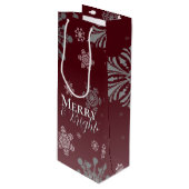 赤と明メリーるい雪片クリスマス ワインギフトバッグ (正面アングル)