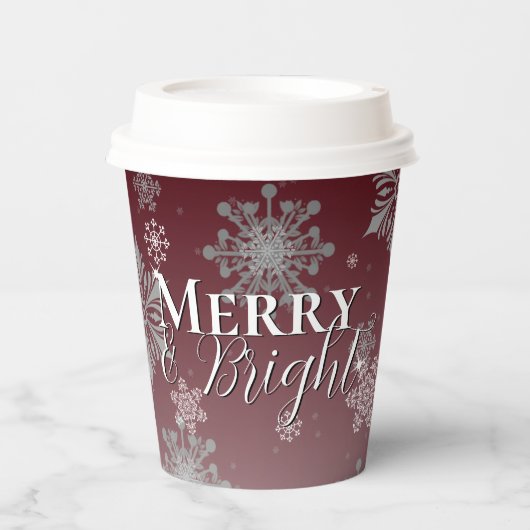 赤と明メリーるい雪片クリスマス 紙コップ (正面)