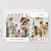 赤と明メリーるい3フォトコラージホリデーカード シーズンカード (正面)