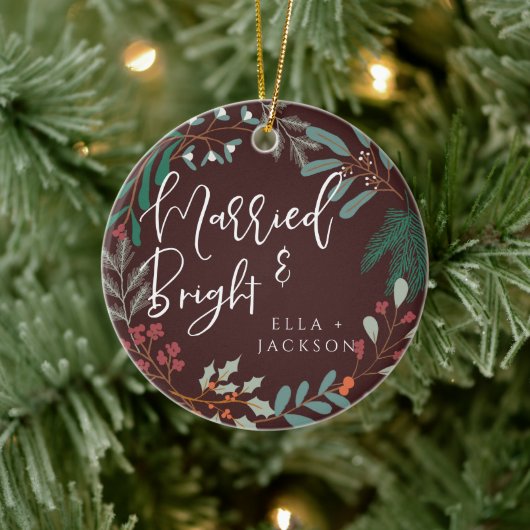 赤と明結婚したるい初めてのクリスマス植物学 セラミックオーナメント (ツリー)