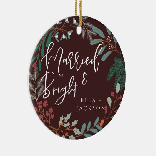 赤と明結婚したるい初めてのクリスマス植物学 セラミックオーナメント (右)