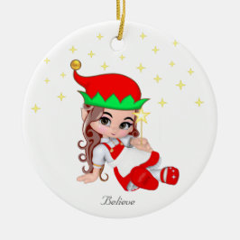 赤と星のクリスマスフェアリー セラミックオーナメント