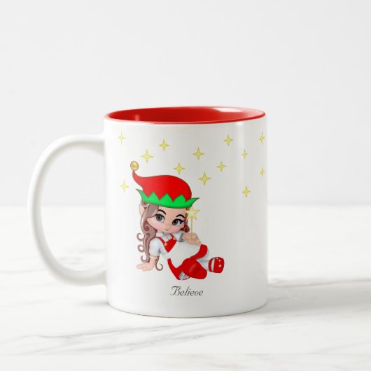 赤と星のクリスマスフェアリー ツートーンマグカップ (左)