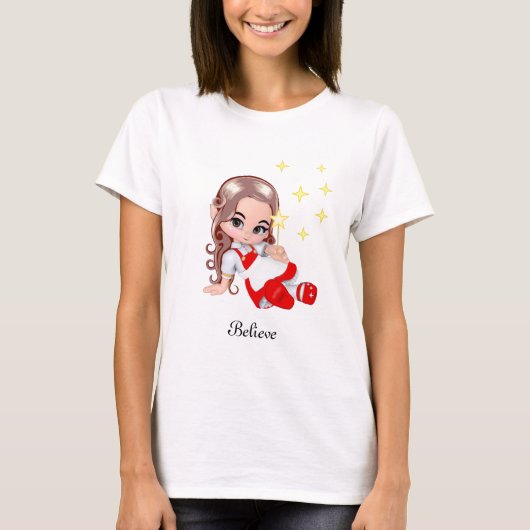 赤と星の可愛い妖精の天使 Tシャツ (正面)