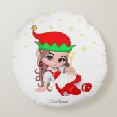 赤と星の服を着たクリスマスの妖精 ラウンドクッション (裏面)