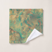 赤と海グリーンマーブル抽象芸術 バスタオルセット (ウォッシュタオル)