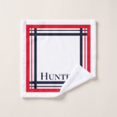 赤と海ストライプの軍 バスタオルセット (ウォッシュタオル)