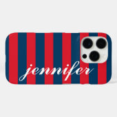赤と海軍のストライプカスタム文字モノグラム名 Case-Mate iPhoneケース (裏面 (横))