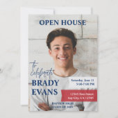 赤と海軍の写真卒業パーティー招待状 招待状 (正面)