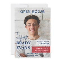 赤と海軍の写真卒業パーティー招待状