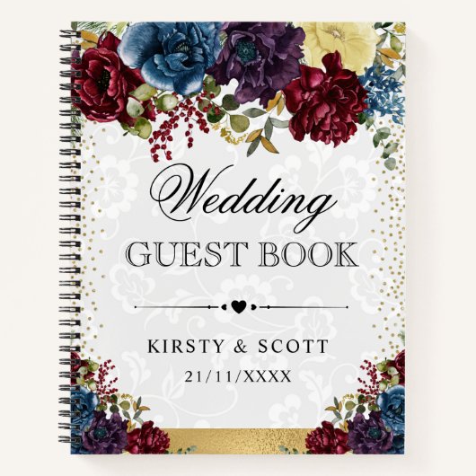 赤と海軍の冬の花のゲストブック ノートブック (正面)