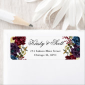 赤と海軍の冬の花結婚の住所 ラベル (インサイチュ)