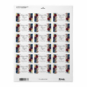 赤と海軍の冬の花結婚の住所 ラベル (フルシート)