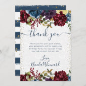 赤と海軍の冬の花誕生日 サンキューカード (正面/裏面)