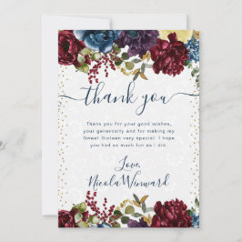 赤と海軍の冬の花Sweet 16 サンキューカード