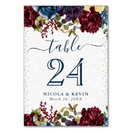 赤と海軍の冬結婚の花 テーブルナンバー