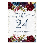 赤と海軍の冬結婚の花 テーブルナンバー (裏面)