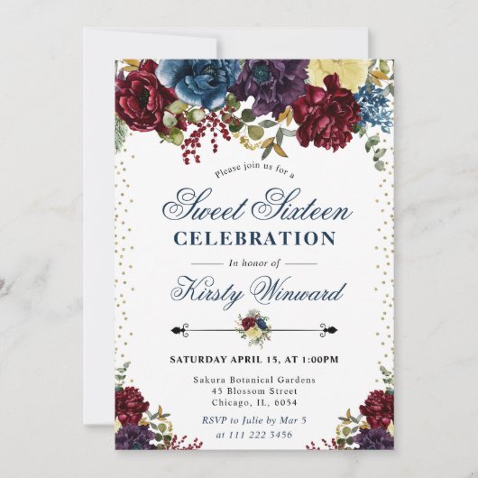 赤と海軍の冬花Sweet sixteen 招待状 (正面)