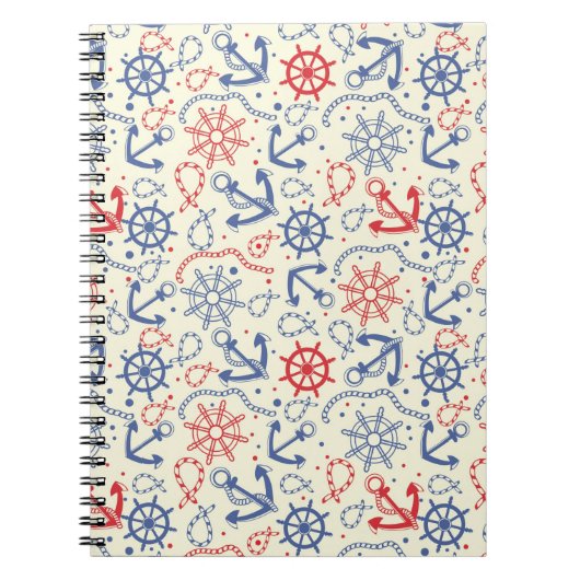 赤と海軍の背景(いかり) ノートブック (正面)