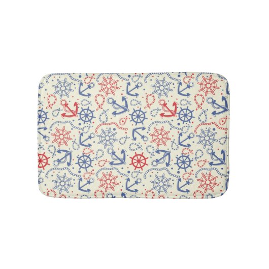 赤と海軍の背景(いかり) バスマット (正面)