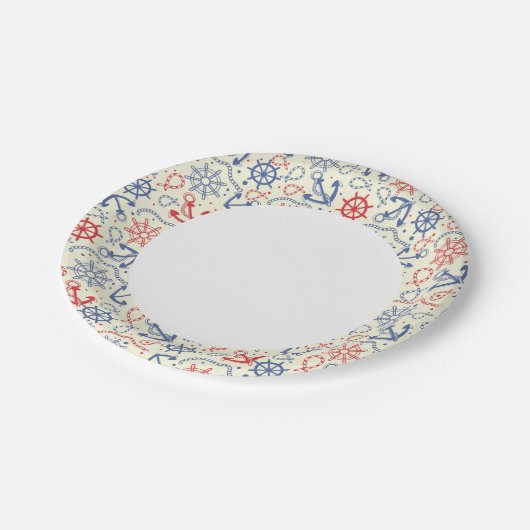 赤と海軍の背景(いかり) ペーパープレート (アングル)